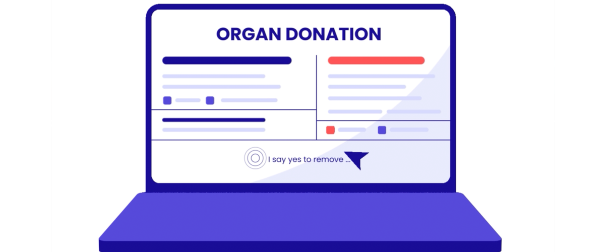 Illustration of a laptop with an Organ Donation form