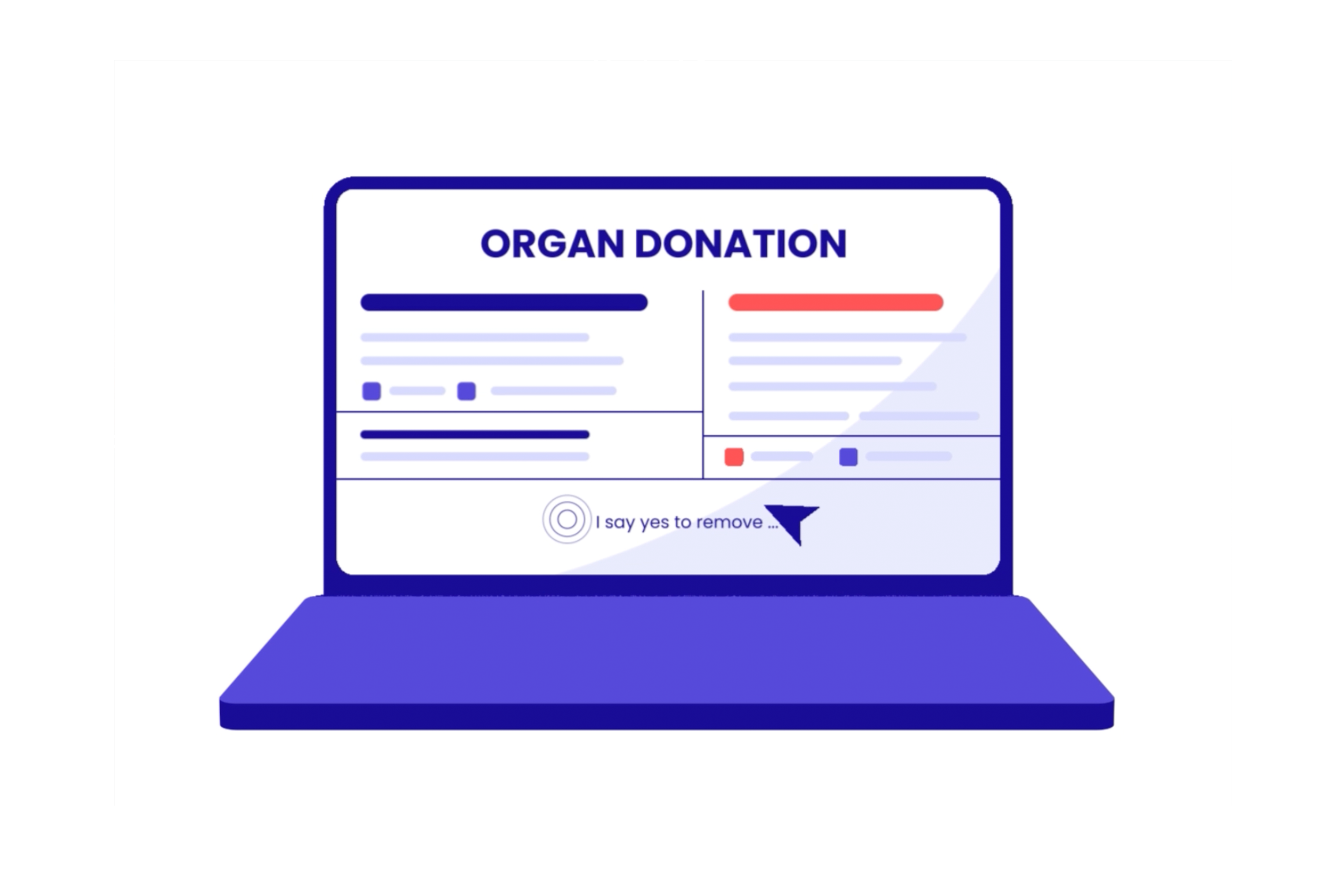 Illustration of a laptop with an Organ Donation form